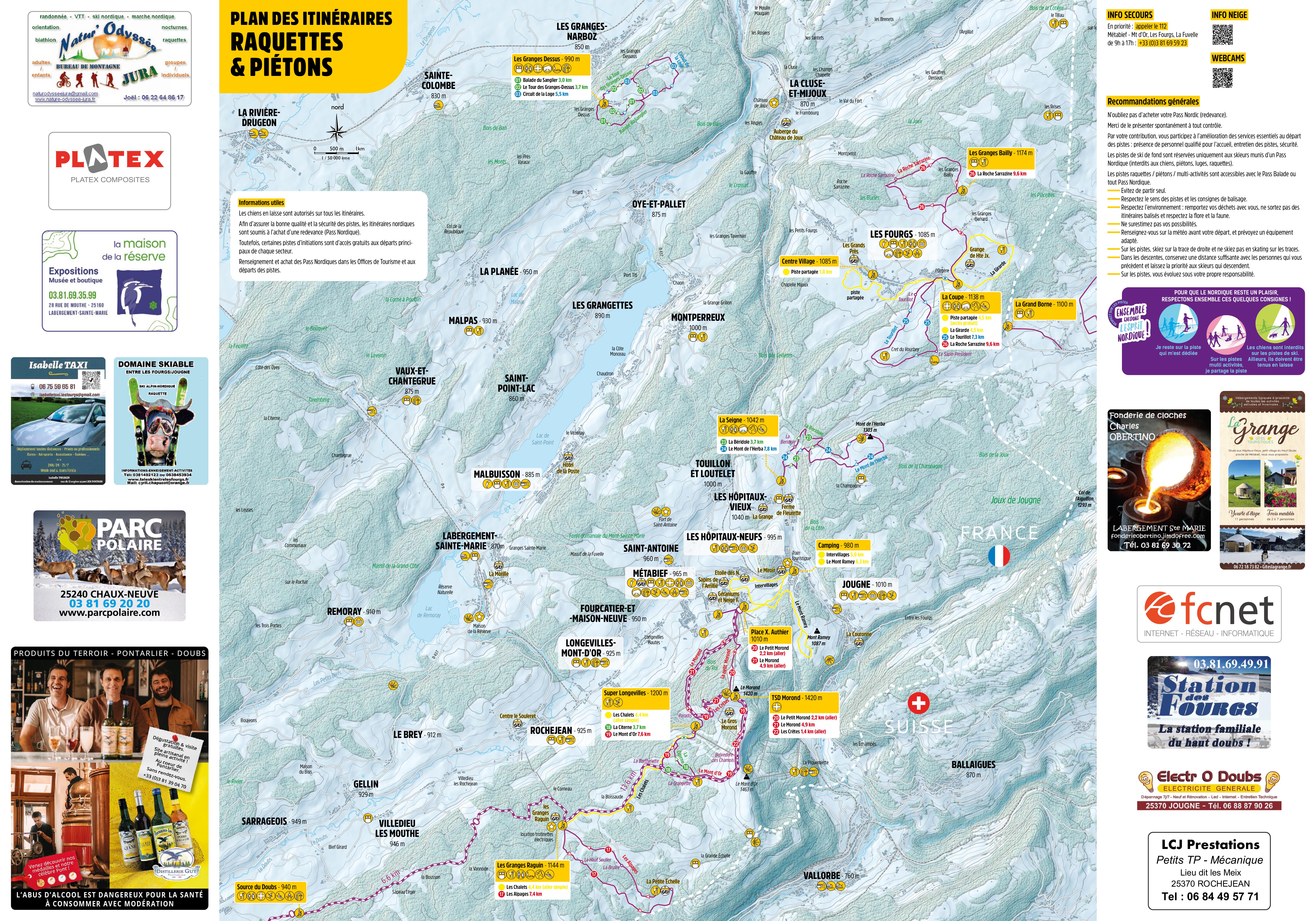 Plan de piste raquettes Les Fourgs L'Herba 